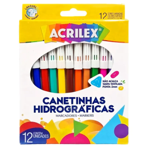 CANETA HIDROCOR C/12 ACRILEX REF.069020000
