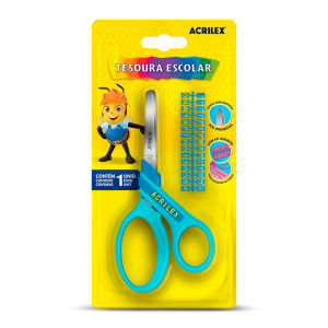 TESOURA ESCOLAR ACRILEX LETRAS AZUL