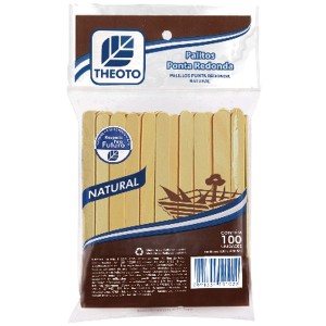 PALITO DE MADEIRA P/ SORVETE PONTA REDONDA THEOTO PCT C/100