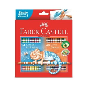 LÁPIS DE COR BICOLOR 24 LÁPIS 48 CORES REF.120624 FABER CASTELL
