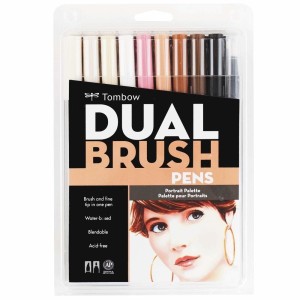 CANETA HIDROGRAFICA DUAL BRUSCH C/10 CORES TONS PELE