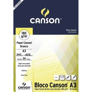 BLOCO DESENHO A3 180GRS 20FLS BRANCO CANSON