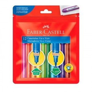 CANETA HIDROGRAFICA PONTA VAI E VEM - 150112VVZF - COM 12 CORES - FABER-CASTELL