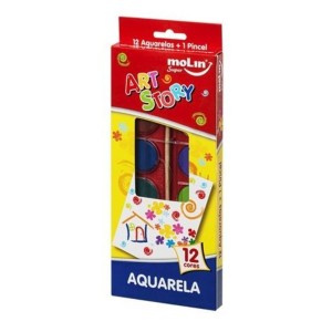 AQUARELA ESCOLAR ART STORY C/12 CORES  MOLIM