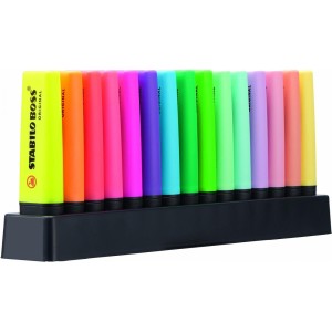 MARCA TEXTO STABILO BOSS FLUORESCENTE+PASTEL KIT 15 UNIDADES