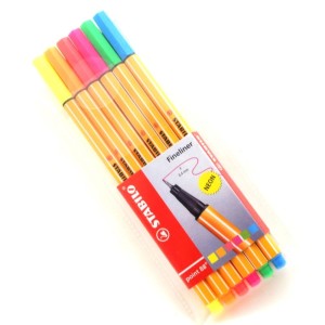 CANETA HIDROG. STABILO POINT NEON PONTA 0.4MM ESTOJO C/ 6 NEON