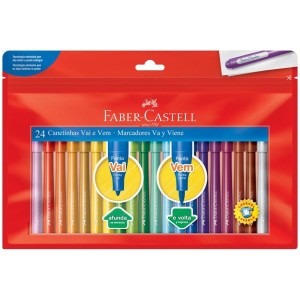 CANETINHA HIDROGRAFICA 24 CORES VAI E VEM FABER CASTELL REF-15.0112VVZF