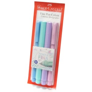 CANETA FINE PEN COLORS 0,4 MM KIT COM 4 CORES TONS PASTÉIS FABER-CASTELL