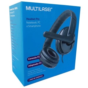  Headset Multilaser PRO PH316 - Microfone - Conector P2 / P3 - Preto