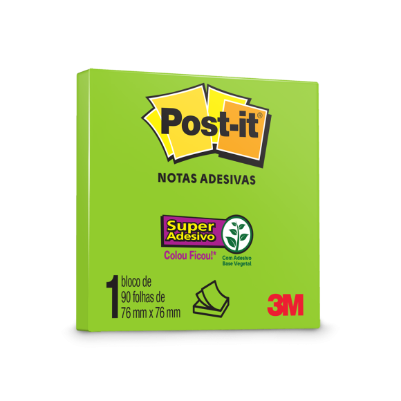 POST-IT 3M 654 76MM X 76MM VERDE LIMONADA 90 FLS HB004648018