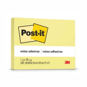 Blocos Recado Adesivos Post-It 657 76x102mm Amarelo