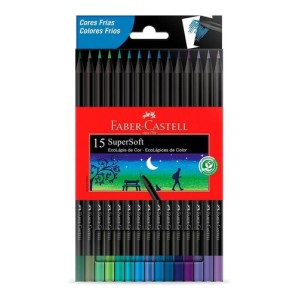 LAPIS DE COR 15 CORES FRIAS SUPERSOFT FABER CASTELL - REF 120715SOFTCF
