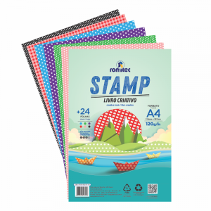 LIVRO DE ATIVIDADES CRIATIVO STAMP 120 GSM, FORMATO A4