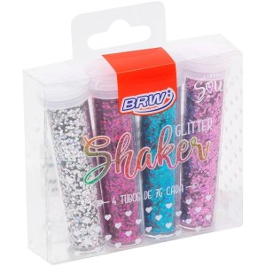 GLITTER SHAKER HEXAGONAL 7G C/4 CORES - REF GL0503