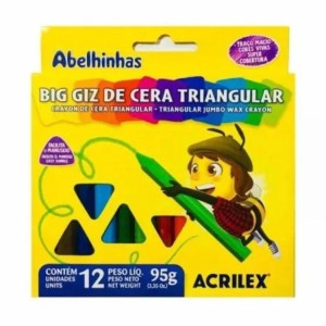GIZ DE CERA ACRILEX TRIANGULAR 12 CORES GRANDE