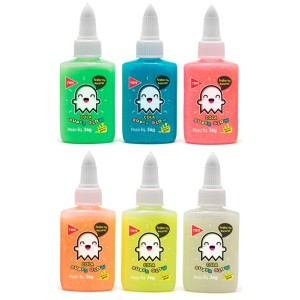 COLA COLORIDA TRIS C/GLITER SUPER GLOW - BRILHA NO ESCURO