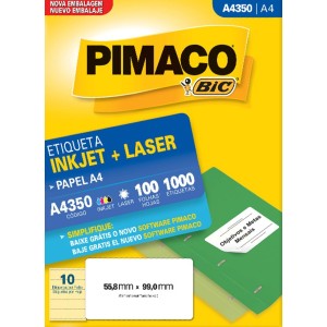ETIQUETA INKJET + LASER A4350 PIMACO
