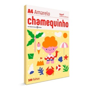 PAPEL SULFITE A4 75G CHAMEQUINHO 100FLS AMARELO