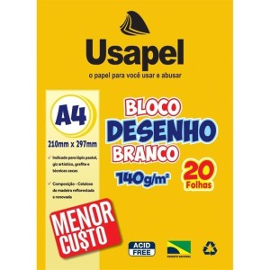 BLOCO DESENHO BRANCO 140G 20FLS A4