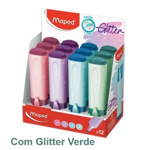 CANETA MARCA TEXTO MAPED FLUOPEPS TONSPASTEL GLITTER REF-742038 VERDE