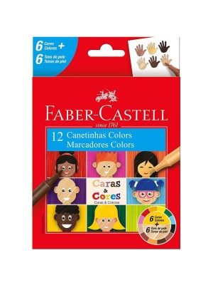 CANETA HIDROCOR 12 CORES FABER CASTELL CARAS & CORES 150112CCZF